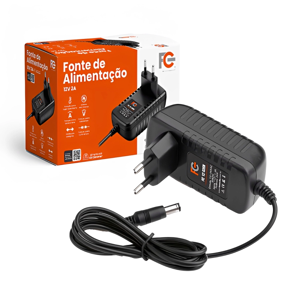 FONTE 12V 02AMP CONECTOR P4/P8 FC, FC FONTES, 