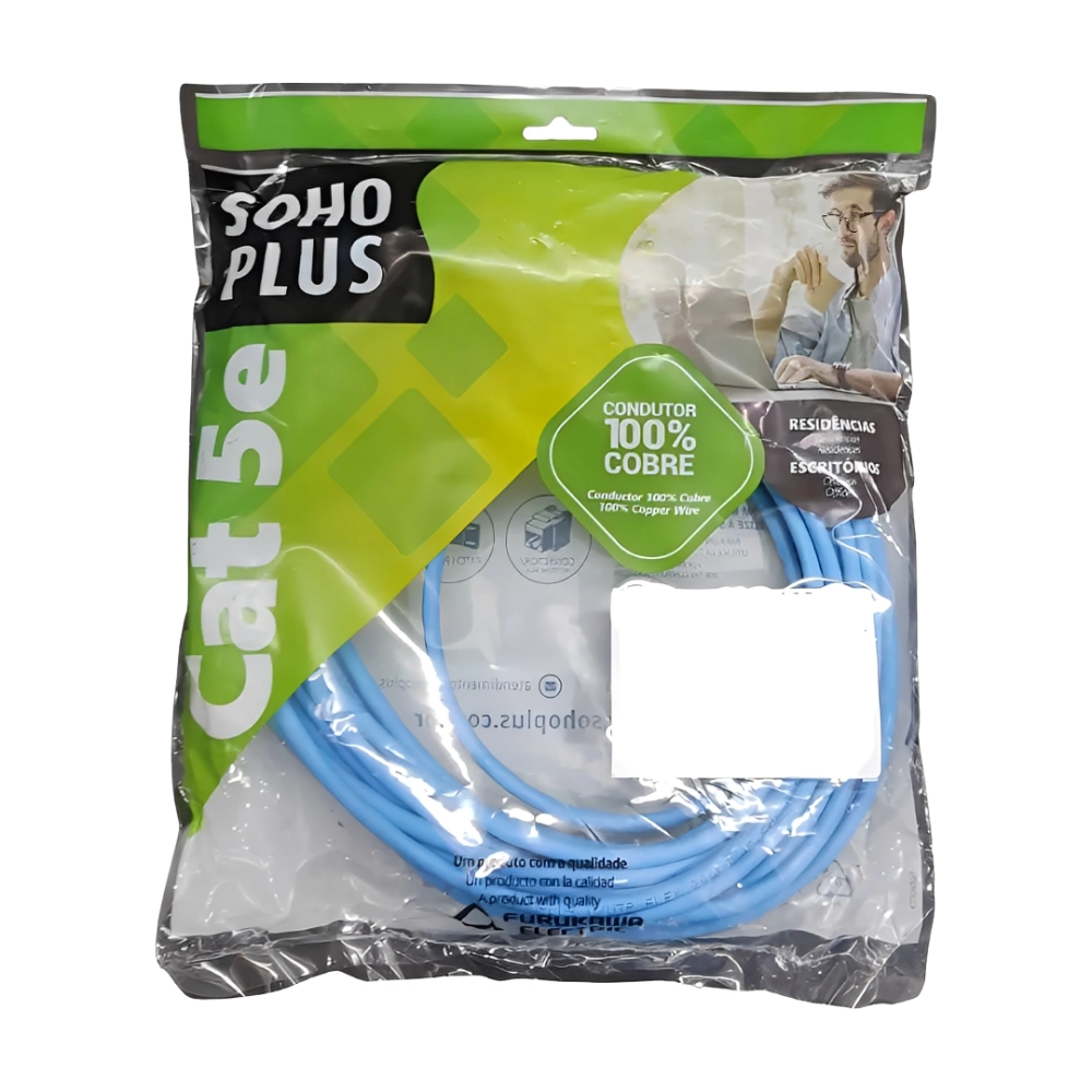 PATCH CORD CAT5E 10,0M AZ  SOHOPLUS FKW, FURUKAWA, 