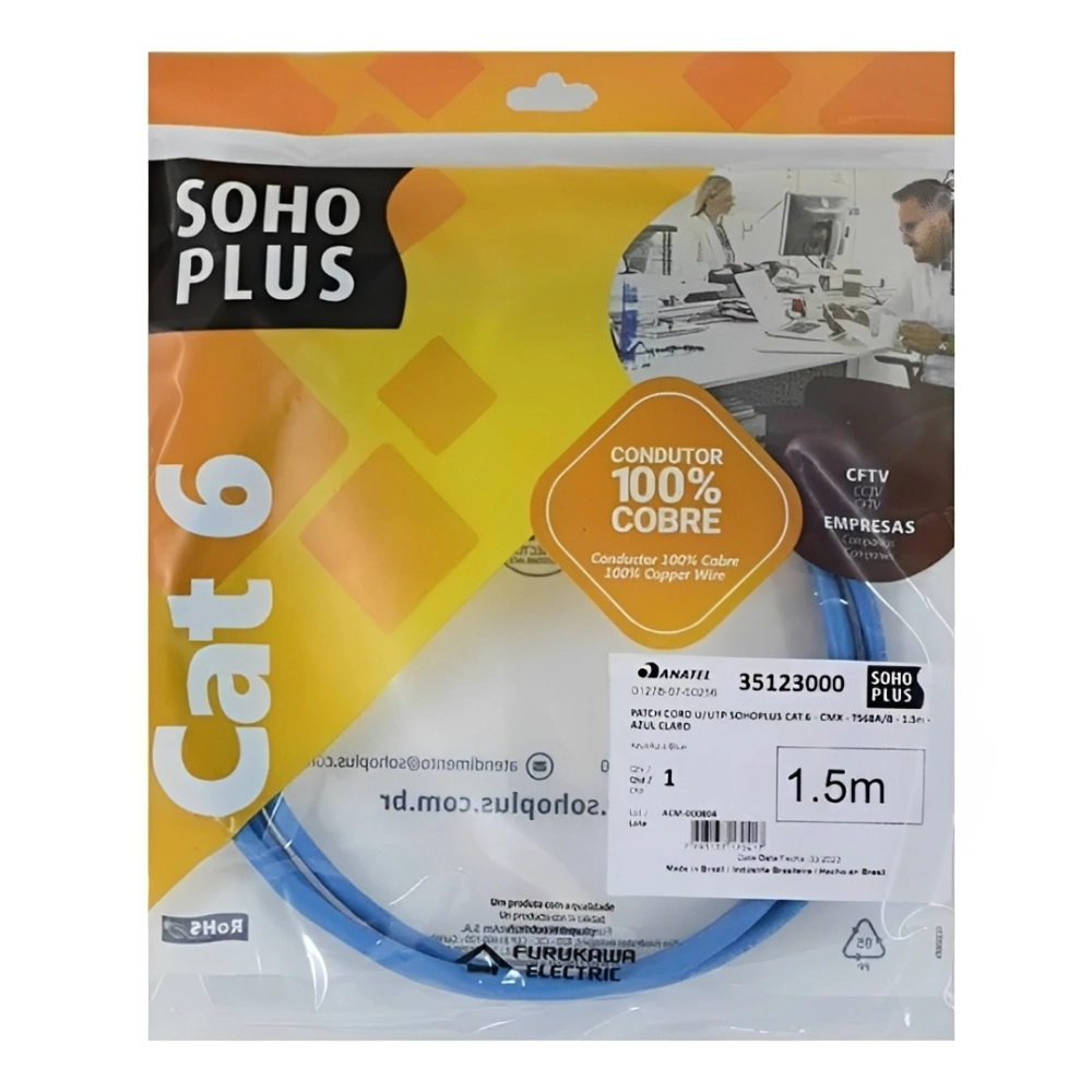 PATCH CORD CAT6E 1,5M AZ SOHOPLUS FKW, FURUKAWA, PATCH CORD CAT6E 1,5M AZ SOHOPLUS FKW, FURUKAWA,