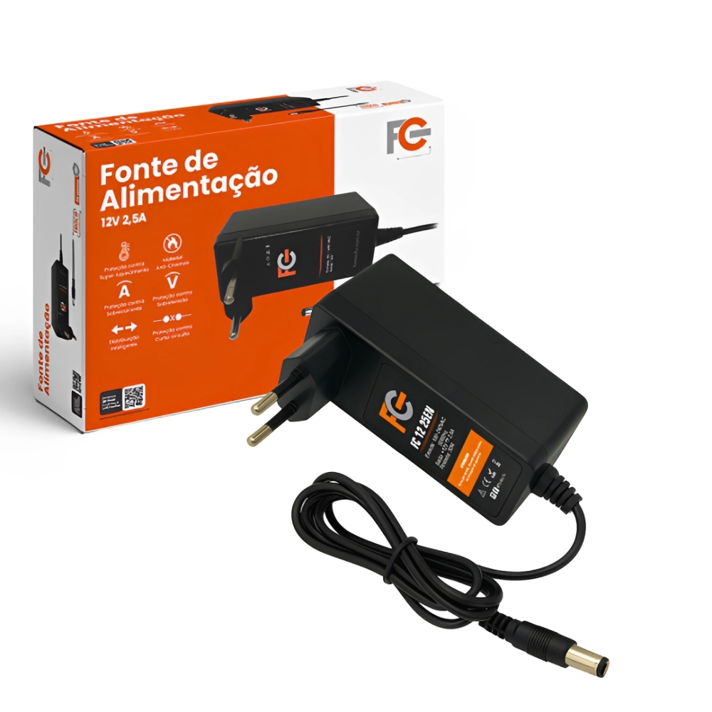 FONTE 12V 2,5 AMP CONECTOR P8 FC FONTES, FC FONTES, FONTE 12V 2,5 AMP CONECTOR P8 FC FONTES, FC FONTES,
