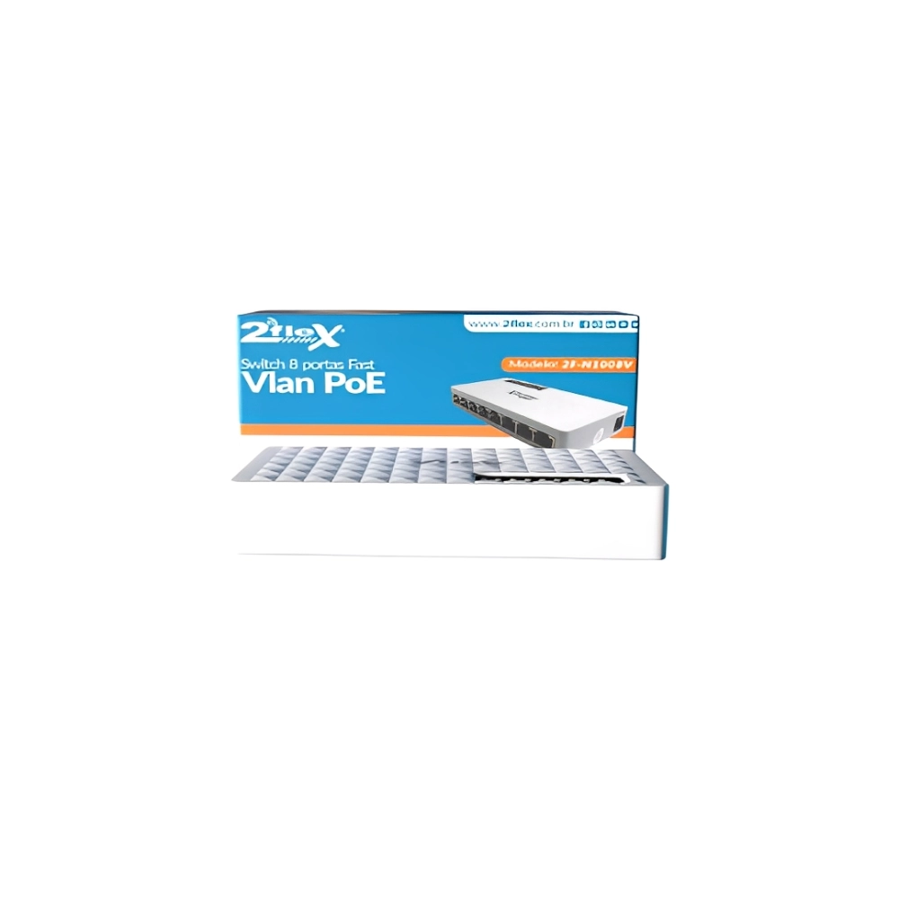 SWITCH POE REVERSO 8P RJ45 10/100 48V VLAN 2FLEX, 2 FLEX TELECOM, 